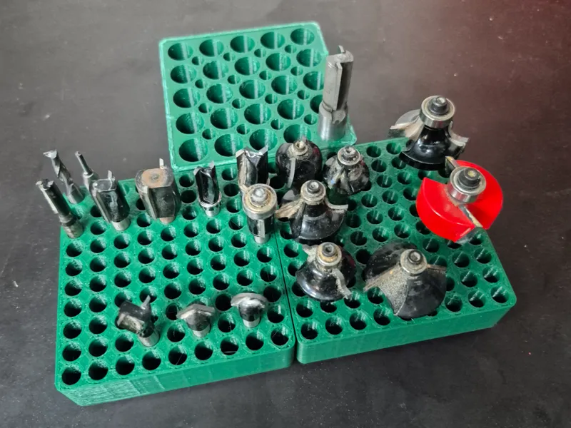 Gridfinity Router bit holder 2x2 Metric 12.7 6.35