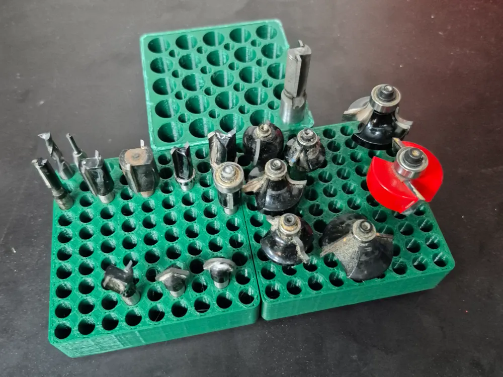 Modular Router Bit Holder Gridfinity Router bit holder 2x2 Metric 12.7 6.35 - Free 3D Print Model ...