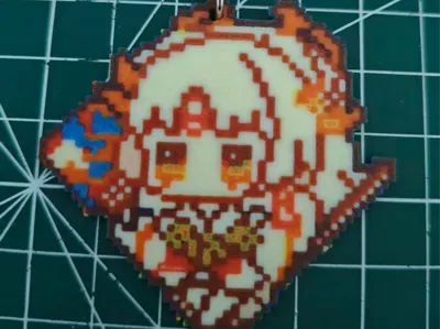 Onmyoji Shiranui Pixel Art Keychain Pendant