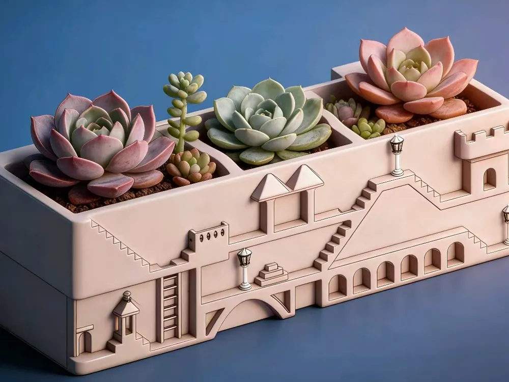 Monument Valley style flower pot - Free 3D Print Model - MakerWorld