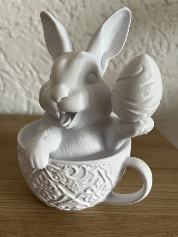 Bunny in Teacup with Easter Egg