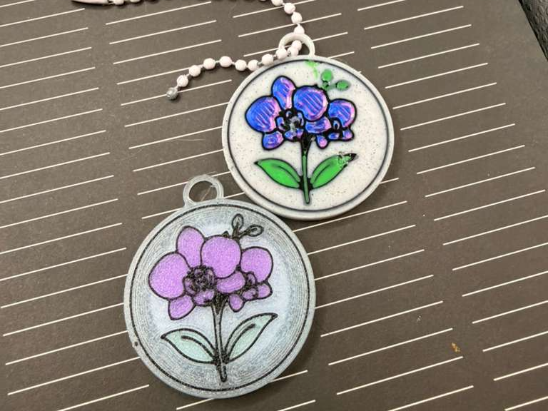 Floral NFC Keychain (Orchid) Smart Business Card
