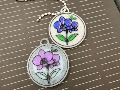 Floral NFC Keychain (Orchid) Smart Business Card