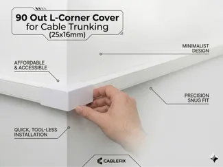 90 Out L-Corner Cover for Cable Trunking (25x16mm)