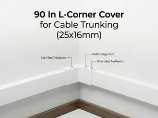 90 In L-Corner Cover for Cable Trunking (25x16mm)