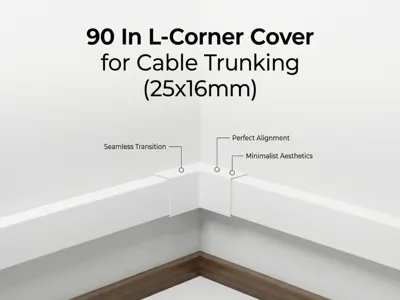 90 In L-Corner Cover for Cable Trunking (25x16mm)
