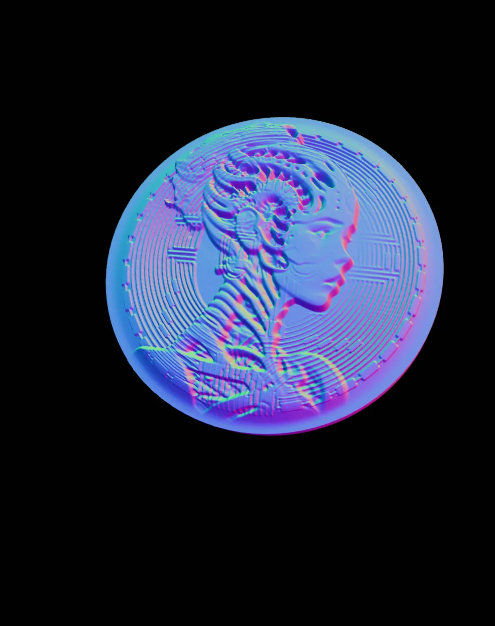 Cyberpunk Mecha Girl Coin - Rotatable Face - Free 3D Print Model ...