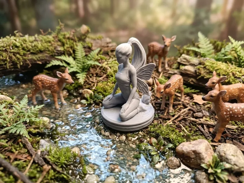 Mystic Pixie – Graceful Kneeling Fairy Statue