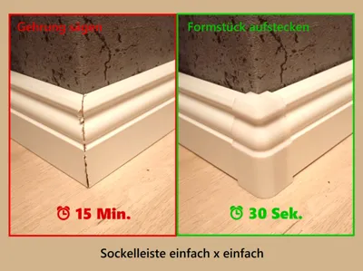 Skirting board corner WITHOUT sawing – just snap on