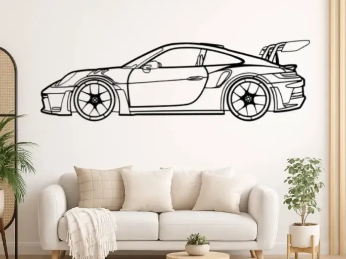 Porsche 911 GT3 Wall Art (1 METER) - Free 3D Print Model - MakerWorld