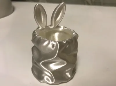 Bunny Head Silk Puffed Effect Pen Holder