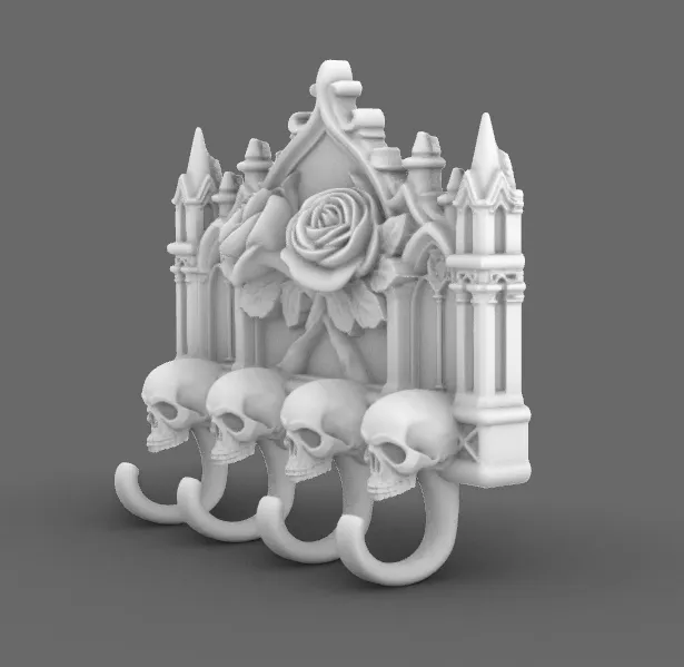 Gothic Rose Skull Key Holder Cathedral Rack - Free 3D Print Model ...