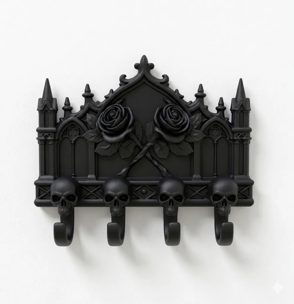 Gothic Rose Skull Key Holder Cathedral Rack - Free 3D Print Model ...