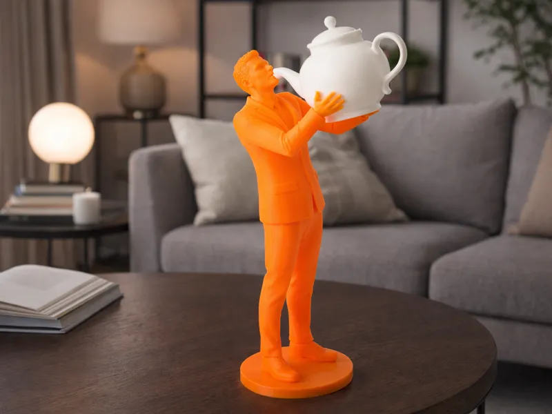 Surreal Tea Lover Sculpture - Whimsical Art