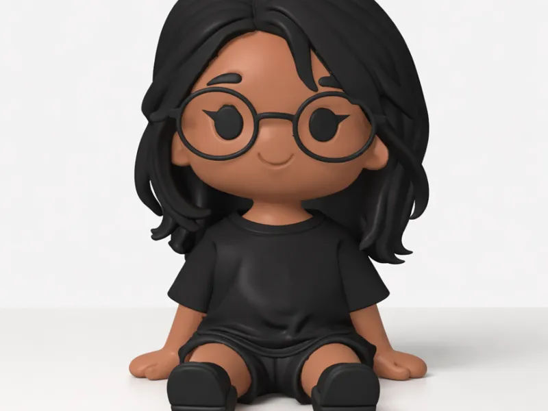 Chibi Girl Sitting Figure