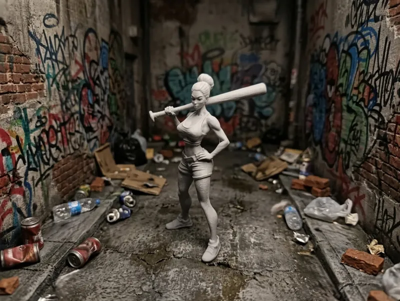 Street Brawler – Action Girl with Baseball Bat