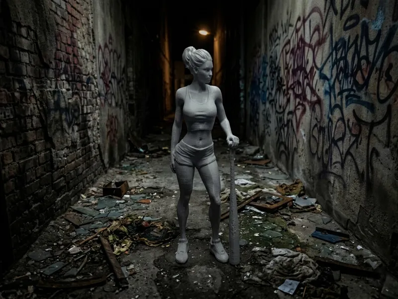 Badass Athletic Woman with Baseball Bat