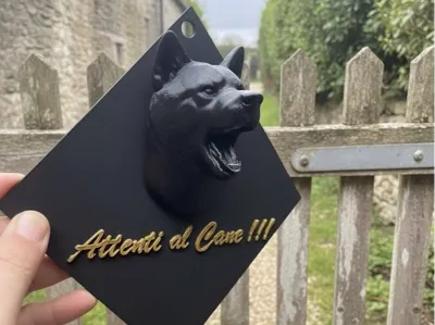 American Akita Beware of Dog Sign in 3D