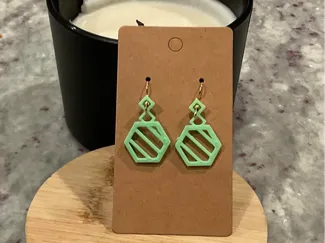 Hexagon earrings with stripes (: