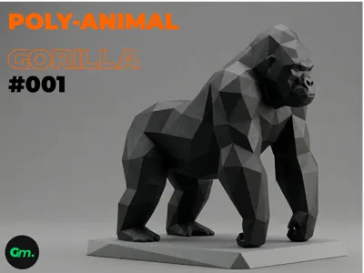 Low Poly Gorilla - Scultura Geometrica #001