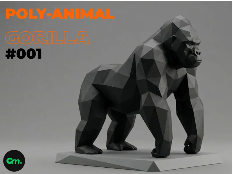 Low Poly Gorilla - Scultura Geometrica #001