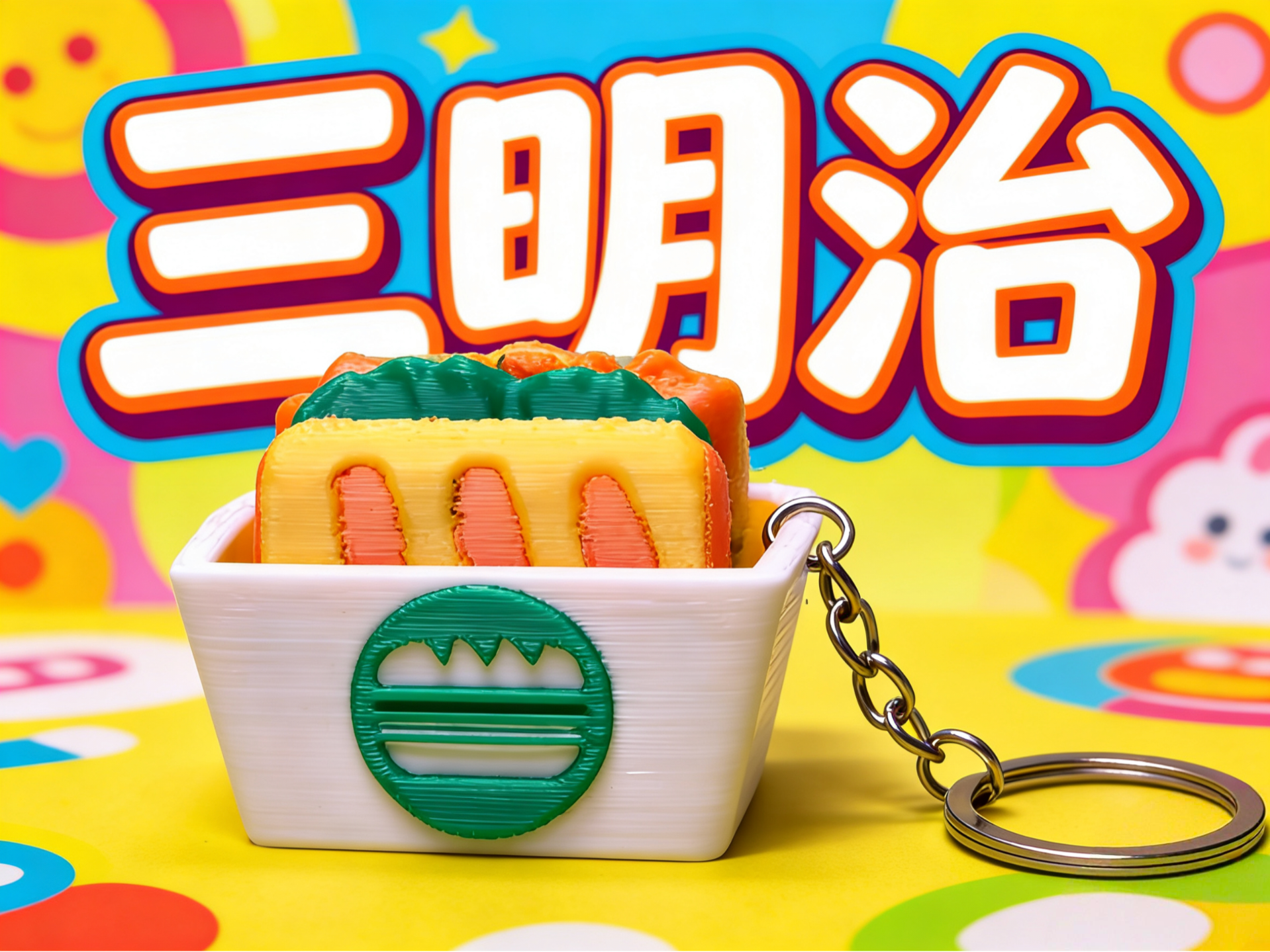 三明治钥匙扣