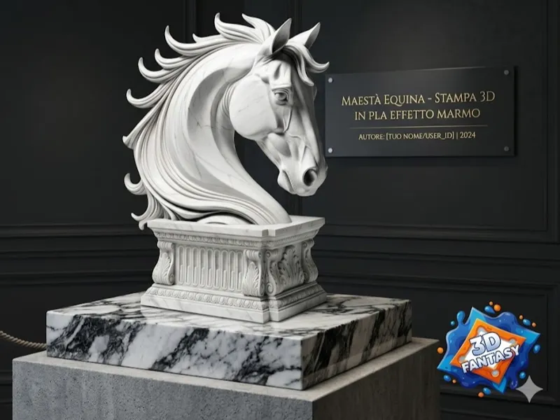 Busto di Cavallo in Marmo Neoclassico