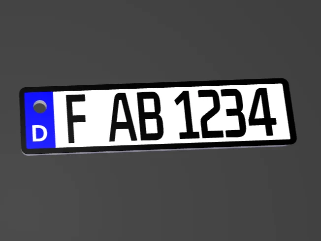 European License Plate Customisable 