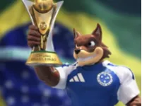 Cruzeiro Wolf Mascot Holding Brasileirão Cup