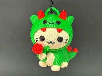 Kawaii Dragon Cat Rose