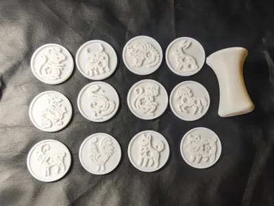 Complete set of 12 Chinese Zodiac Round Seals Suitable for: Calligraphy leisure seals, cultural and creative ornaments, keychains, and pendants A complete set of 12 designs