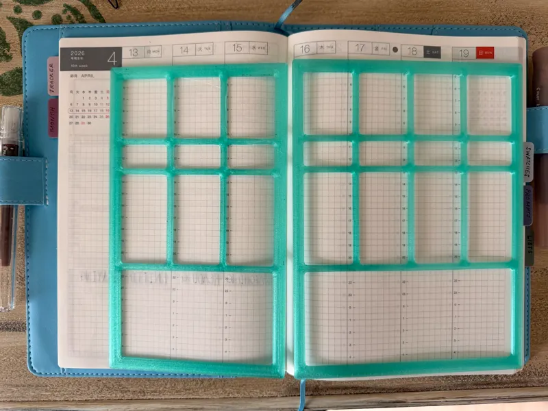 Weekly Layout Stencil for Hobonichi A5 Cousin