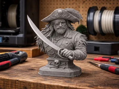 Pirate Captain Bust with Sword