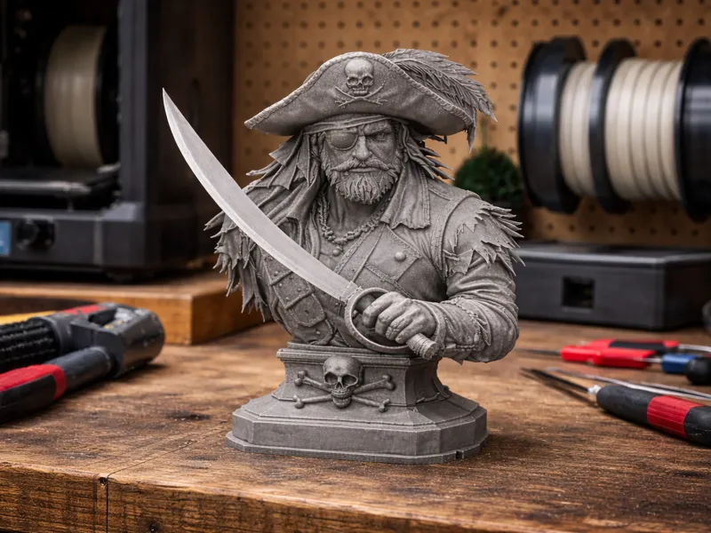 Pirate Captain Bust with Sword