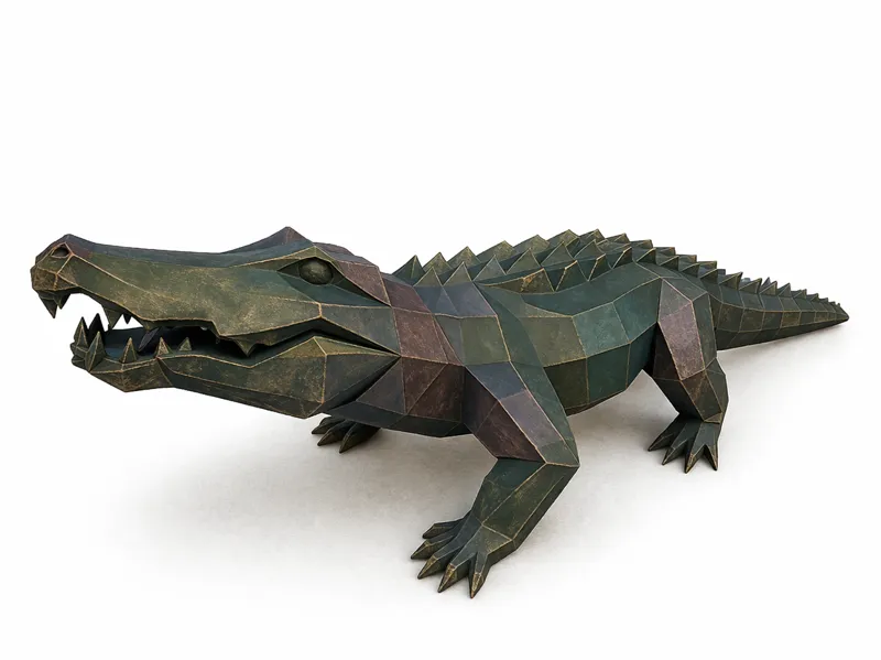 Low Poly Crocodile | Dark Pastel Decorative Animal