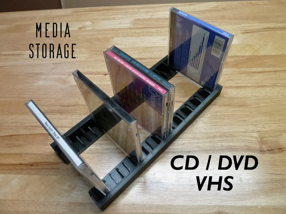 Multimedia Storage Rails CD/DVD VHS Tape Drawer Organizer Rails - Free 3D Print Model - MakerWorld