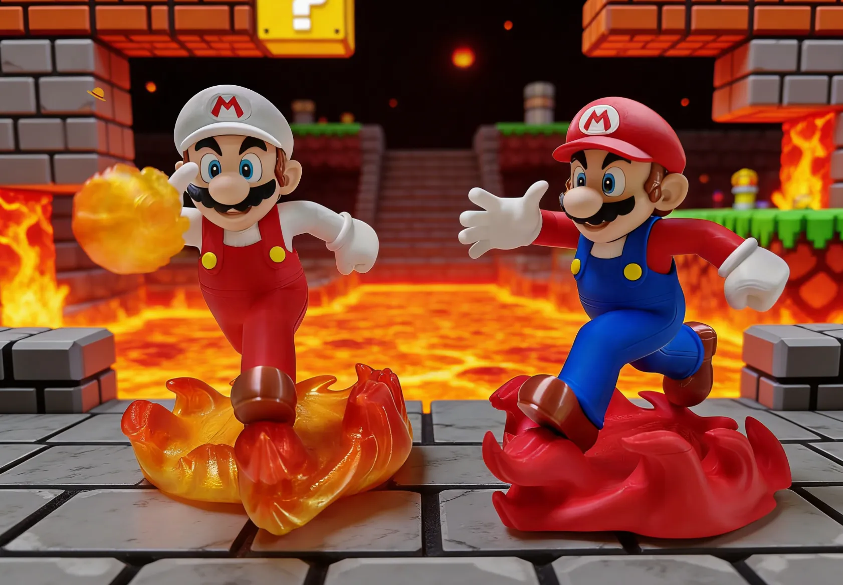 Mario Fire Mario Super Mario Entryway Multi-color Disassembled Print ...