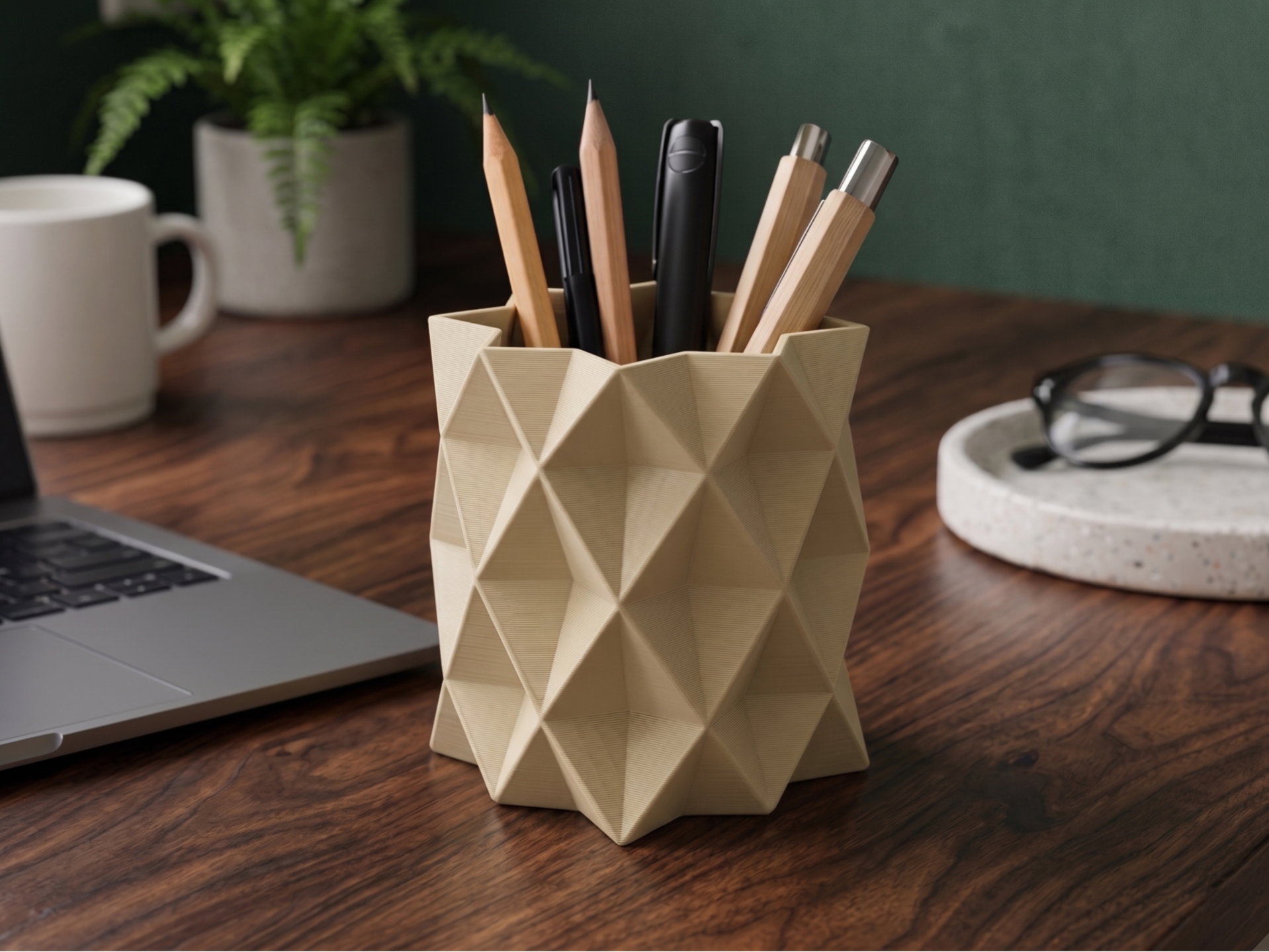 Modern Geometric Origami Pen Holder