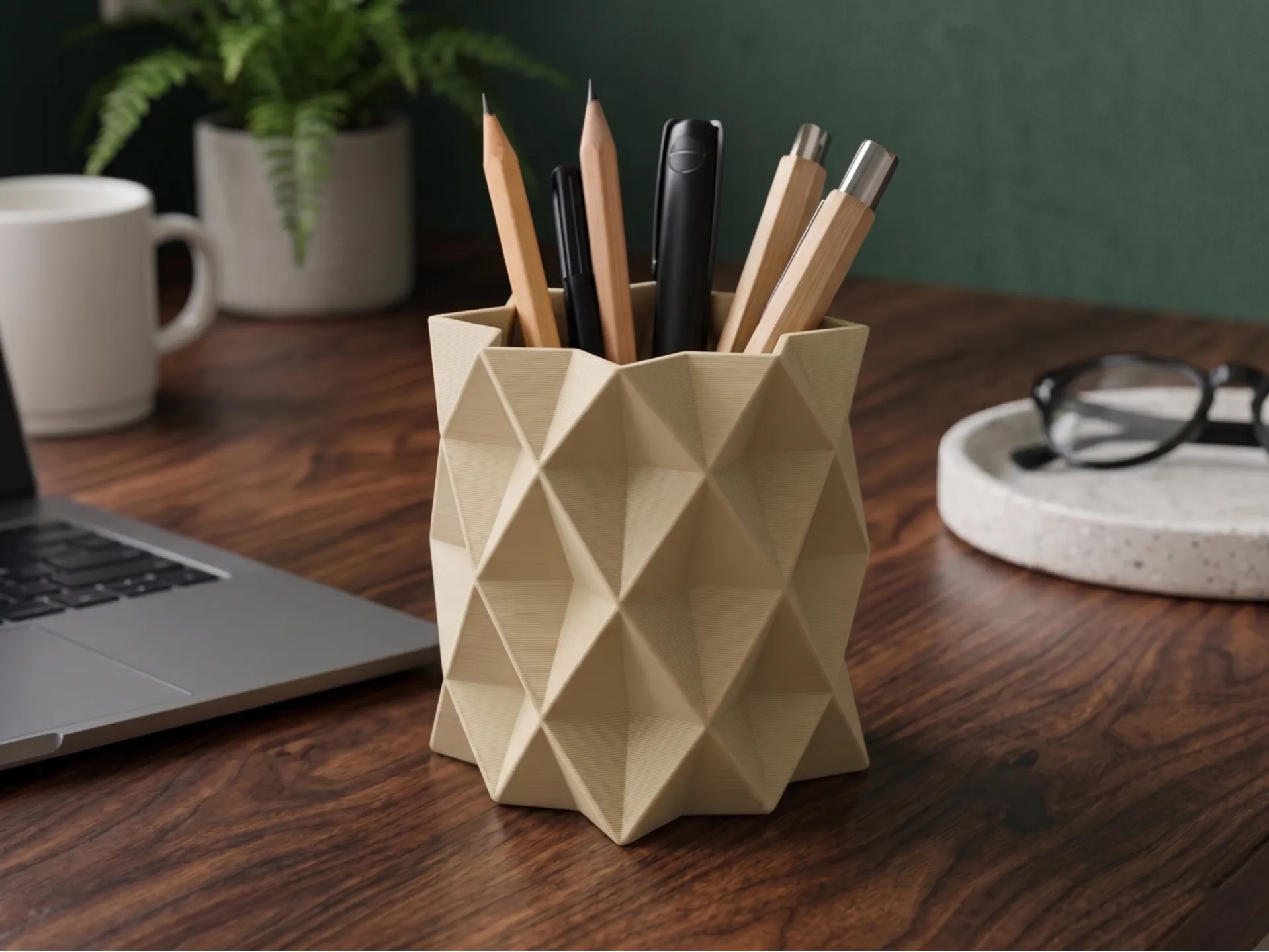 Modern Geometric Origami Pen Holder