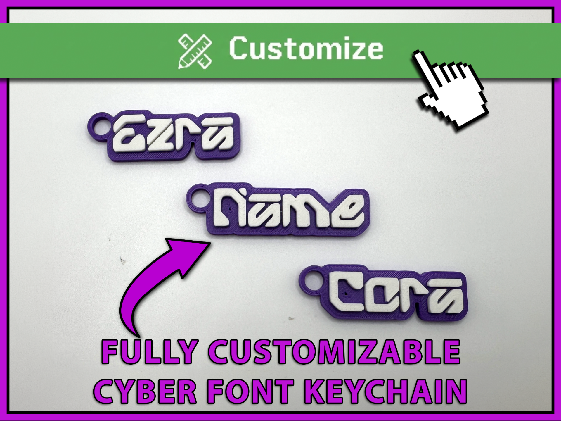 Cyber Style Font Custom Keychain Generator