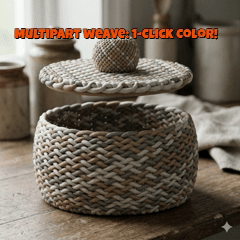 Woven Basket with Lid - 1-Click Multi-Color Ready