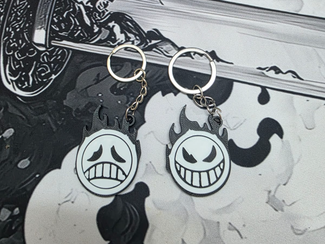 ace sad and happy fasces keychain