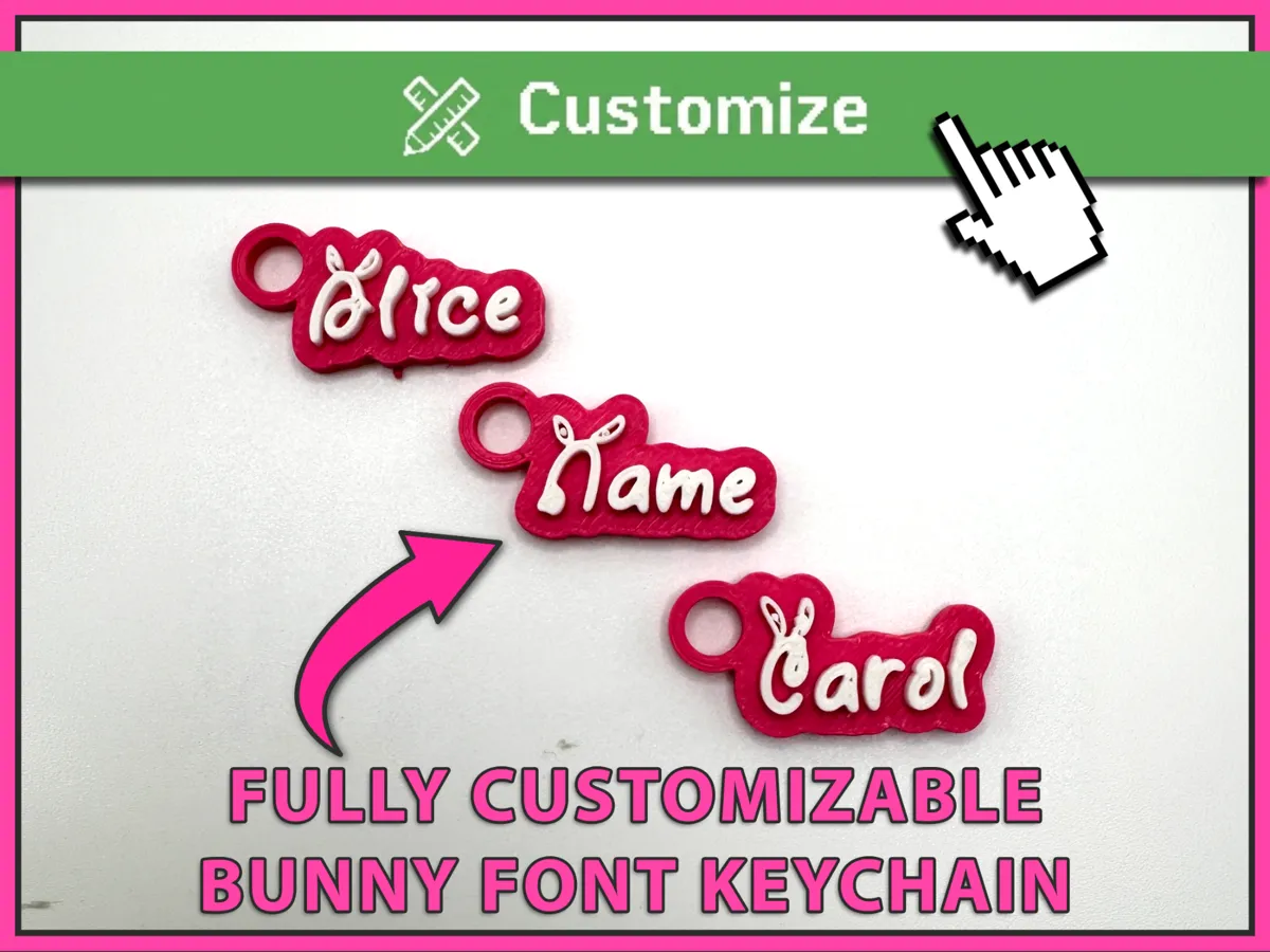 Key Chain Font Cute Bunny Ears Font Custom Keychain Generator - Free 3D Print Model ...