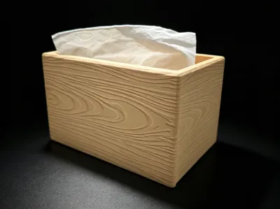 Wood Grain Self-Weighted PIP Tissue Box