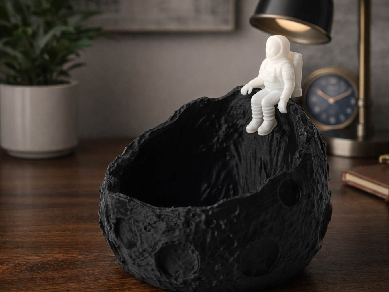 Astronaut On The Moon - Cratered Storage Bowl