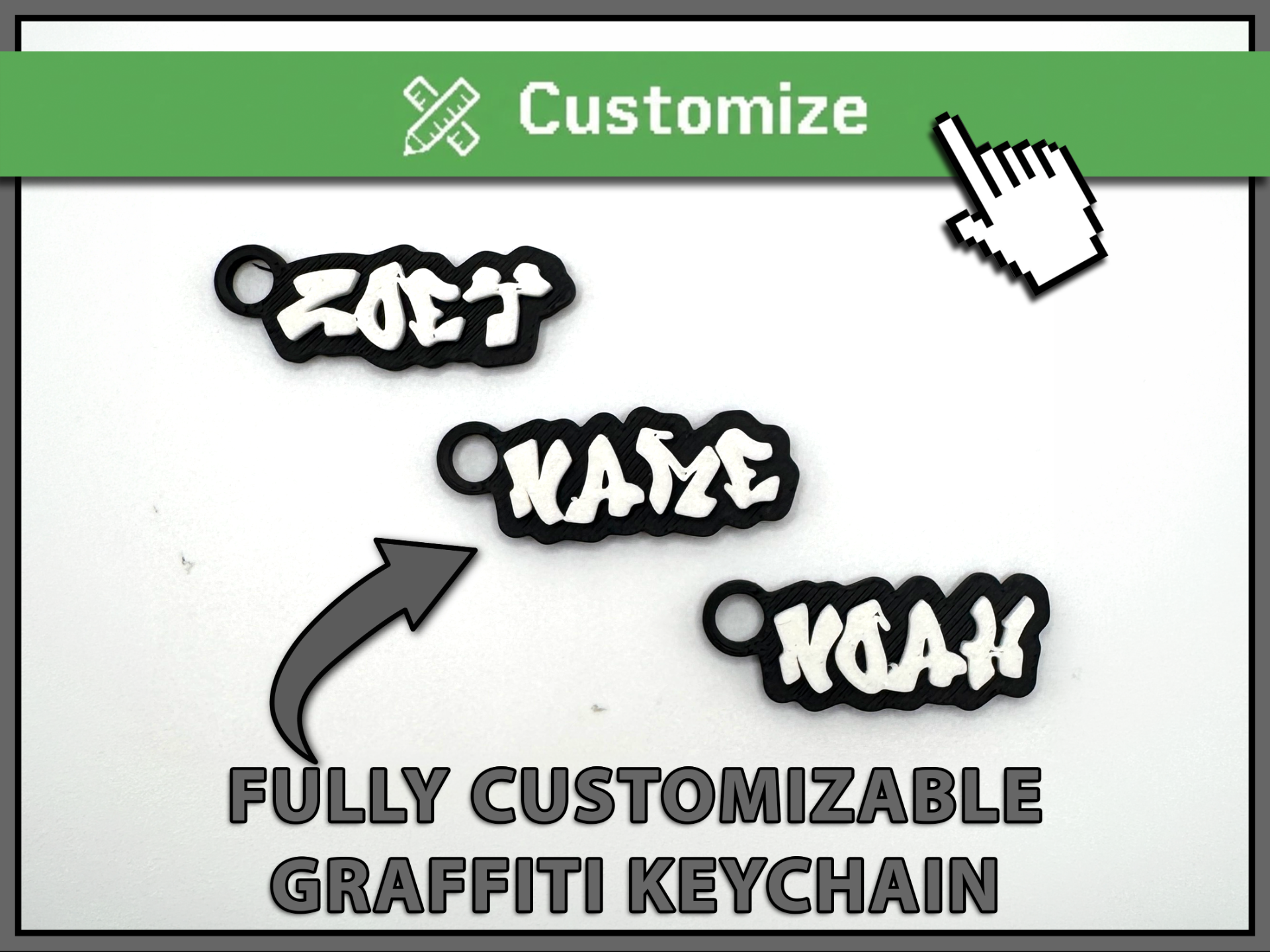 Cool Graffiti Font Custom Keychain Generator