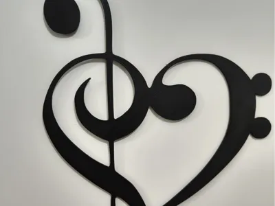 Treble and Bass Clef Heart Wall Art