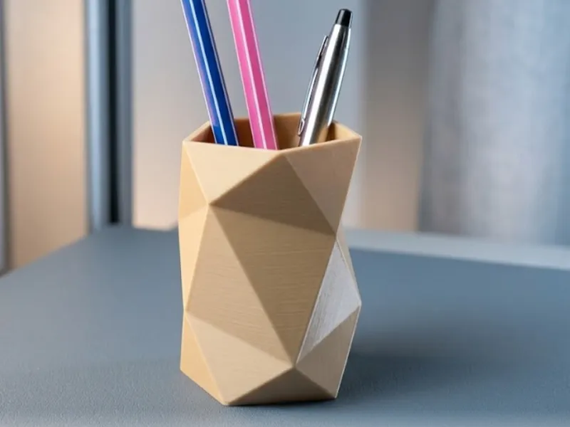 Twisted Prism Geometric Asymmetric Pen Holder Desk