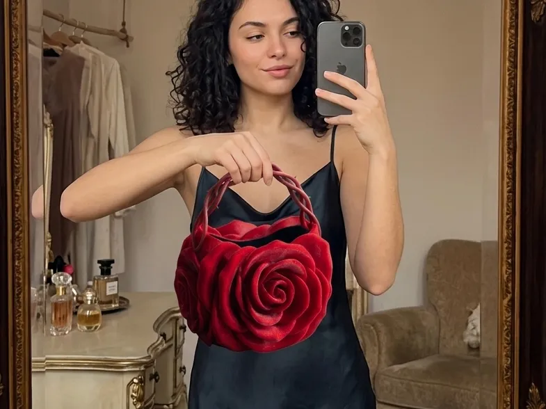 Borsa Borsetta Rosa Fiore Floreale Primavera