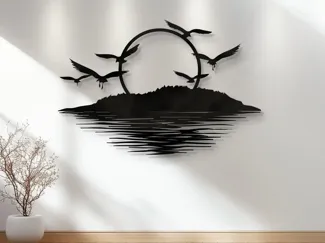 Sun Birds Wall Art Coastal Lake House Decor 